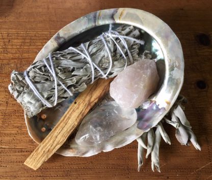 Abalone schelp met witte salie