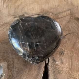 Zwarte maansteen hart 6.5 cm